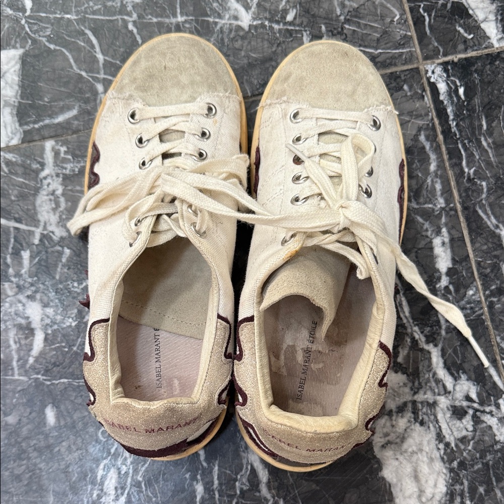 Isabel Marant Beige and Dark Brown Sneakers